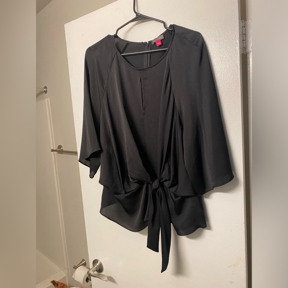 Vince Camuto Black Tie-Front Blouse - Picture 1 of 3